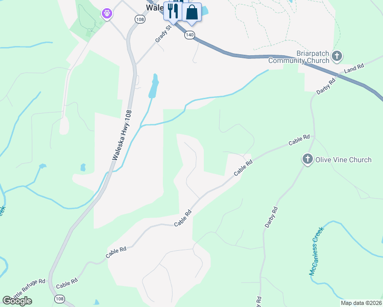 map of restaurants, bars, coffee shops, grocery stores, and more near 221 Paul Cagle Drive in Waleska