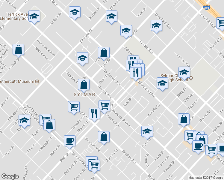 map of restaurants, bars, coffee shops, grocery stores, and more near 14679 Nurmi Street in Los Angeles