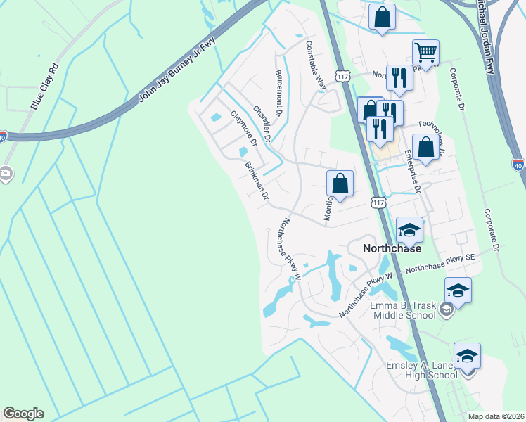 map of restaurants, bars, coffee shops, grocery stores, and more near 3012 Tandem Court in Wilmington