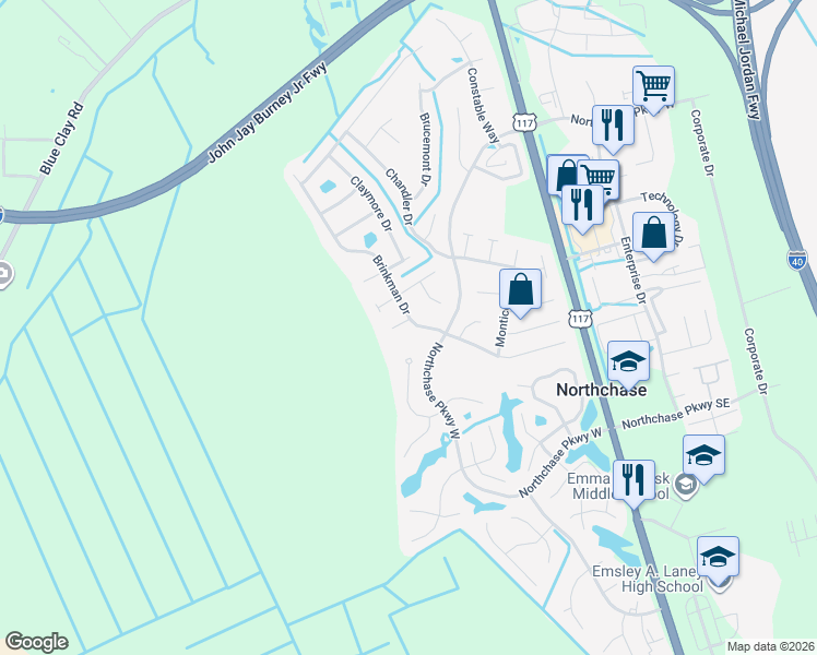 map of restaurants, bars, coffee shops, grocery stores, and more near 3012 Tandem Court in Wilmington