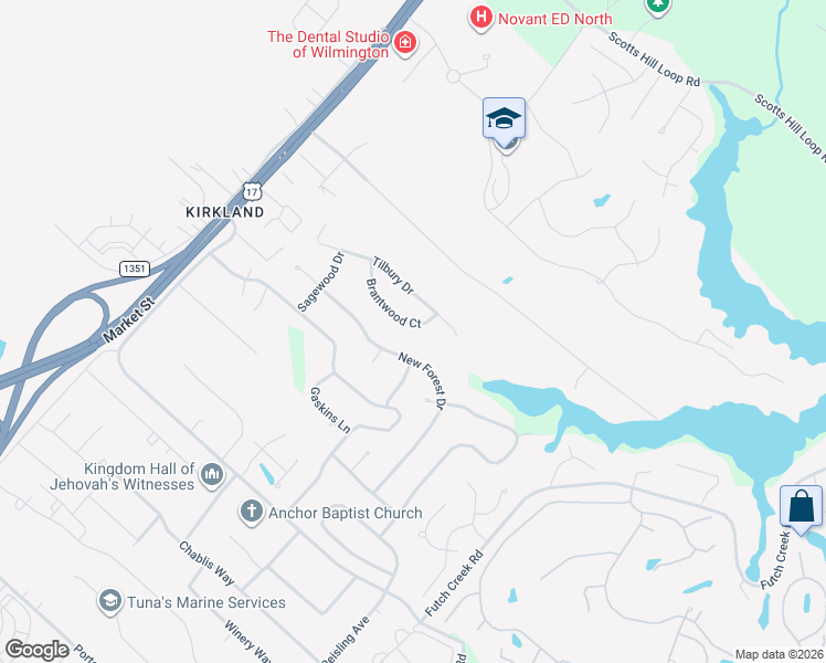 map of restaurants, bars, coffee shops, grocery stores, and more near 8819 Brantwood Court in Wilmington