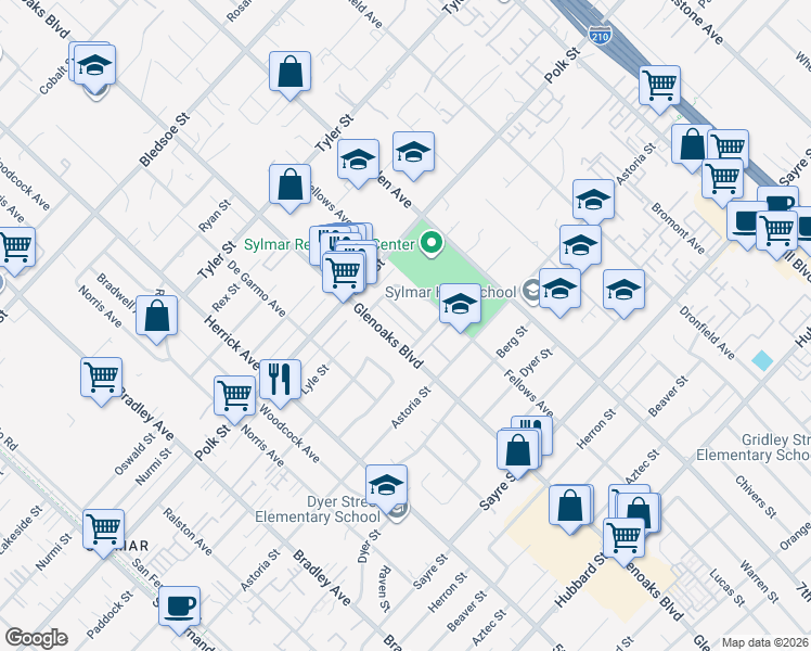map of restaurants, bars, coffee shops, grocery stores, and more near 13021 Jamie Avenue in Los Angeles