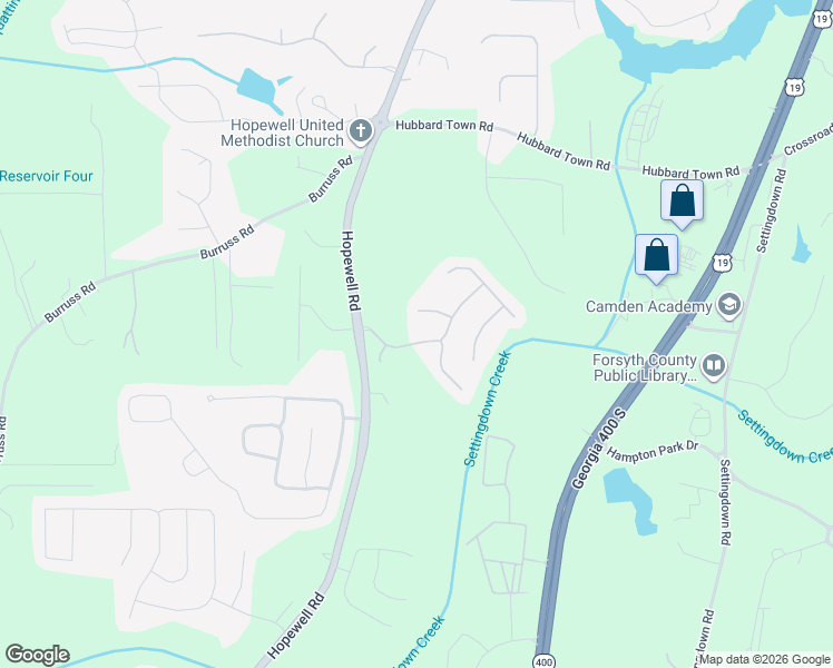 map of restaurants, bars, coffee shops, grocery stores, and more near 5355 Glenn Ivey Drive in Cumming
