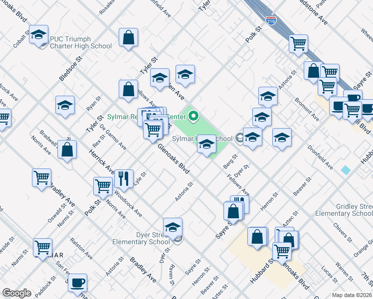 map of restaurants, bars, coffee shops, grocery stores, and more near 13016 Jamie Avenue in Los Angeles