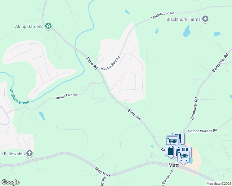 map of restaurants, bars, coffee shops, grocery stores, and more near 5774 Elmo Road in Cumming