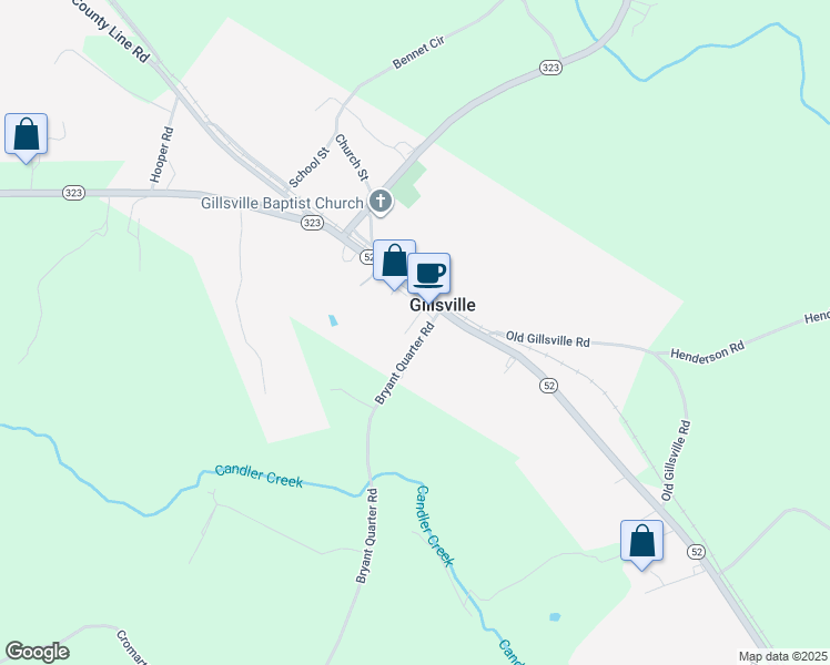 map of restaurants, bars, coffee shops, grocery stores, and more near 5642 Bryant Quarter Road in Gillsville