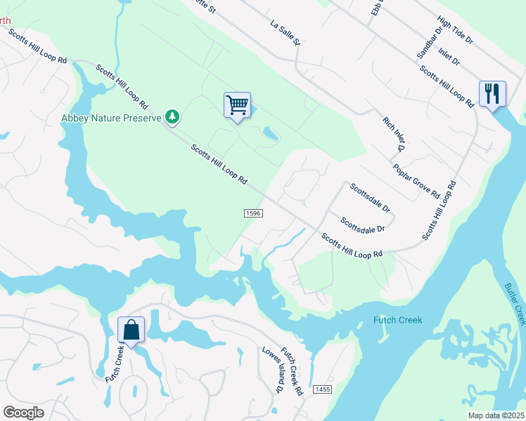 map of restaurants, bars, coffee shops, grocery stores, and more near 45 Hl Smith Road in Wilmington