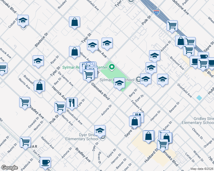 map of restaurants, bars, coffee shops, grocery stores, and more near 13021 Jamie Avenue in Los Angeles