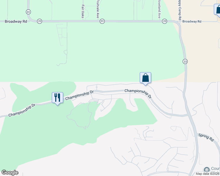map of restaurants, bars, coffee shops, grocery stores, and more near 12134 Palmer Drive in Moorpark