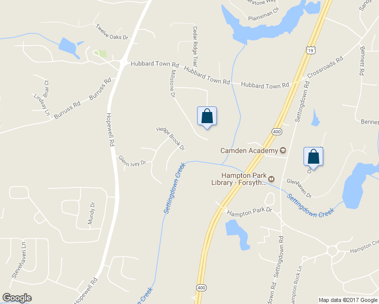 map of restaurants, bars, coffee shops, grocery stores, and more near 5735 Hedge Brook Drive in Cumming