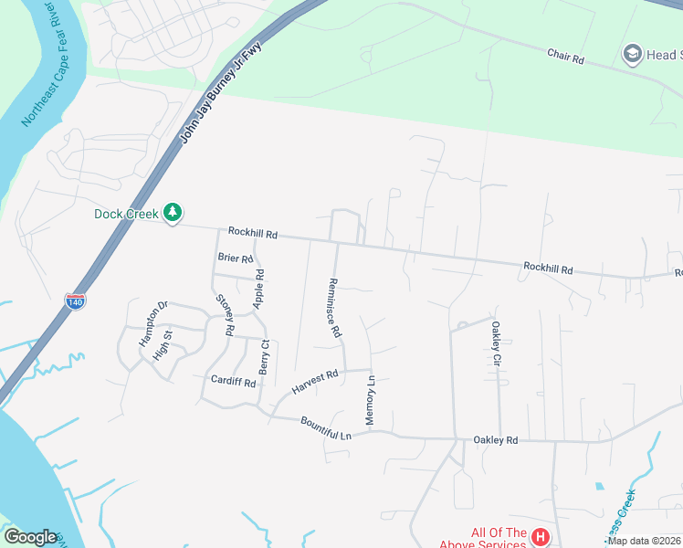 map of restaurants, bars, coffee shops, grocery stores, and more near 1718 Rockhill Rd in Castle Hayne