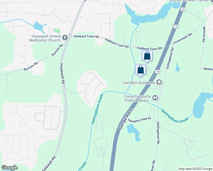 map of restaurants, bars, coffee shops, grocery stores, and more near 5735 Hedge Brook Drive in Cumming