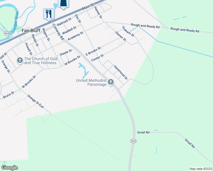 map of restaurants, bars, coffee shops, grocery stores, and more near 169 Conway Road in Fair Bluff