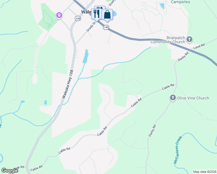 map of restaurants, bars, coffee shops, grocery stores, and more near 218 Paul Cagle Drive in Waleska