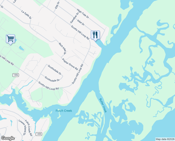 map of restaurants, bars, coffee shops, grocery stores, and more near 65 Capps Road in Wilmington