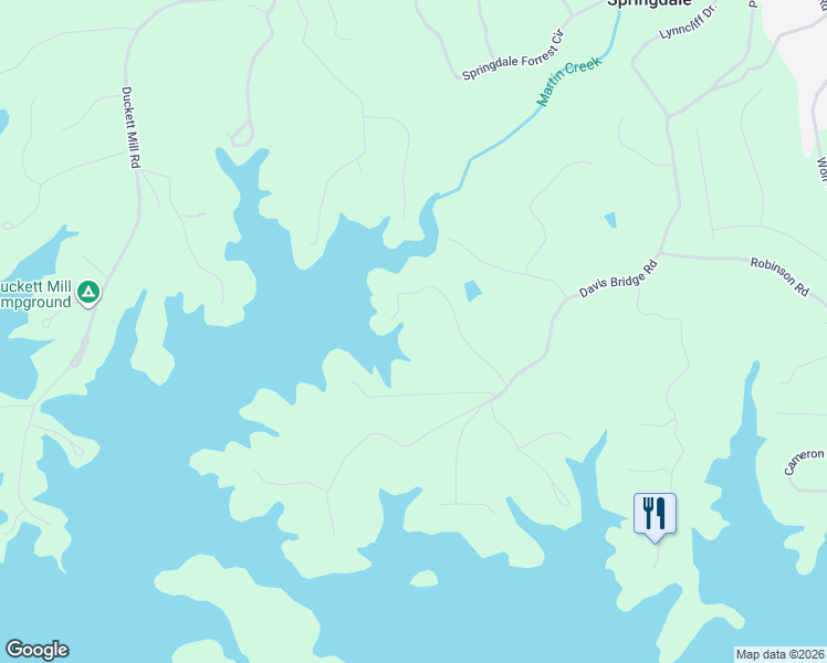 map of restaurants, bars, coffee shops, grocery stores, and more near 3553 Old Duckett Mill Road in Gainesville