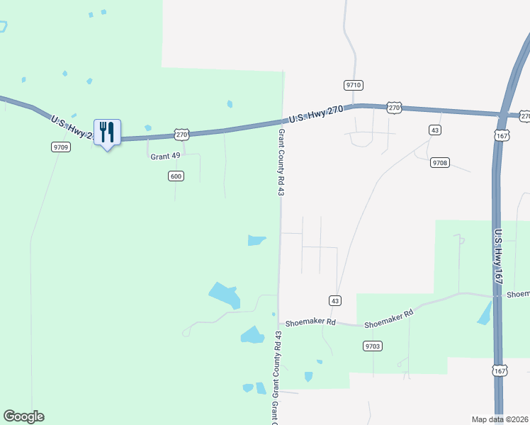 map of restaurants, bars, coffee shops, grocery stores, and more near 311 Grant County Road 43 in Sheridan