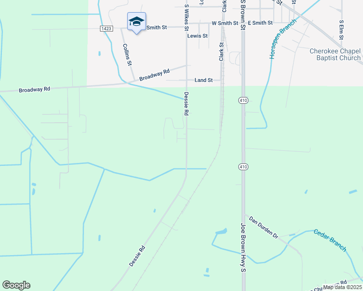 map of restaurants, bars, coffee shops, grocery stores, and more near 398 Dessie Road in Chadbourn