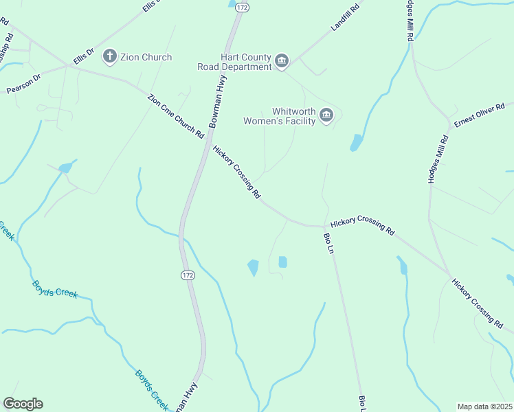 map of restaurants, bars, coffee shops, grocery stores, and more near 2245 Hickory Crossing Road in Hartwell