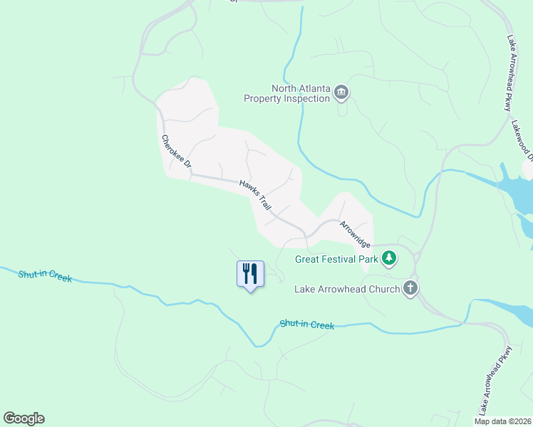 map of restaurants, bars, coffee shops, grocery stores, and more near 115 Hawks Trail in Waleska