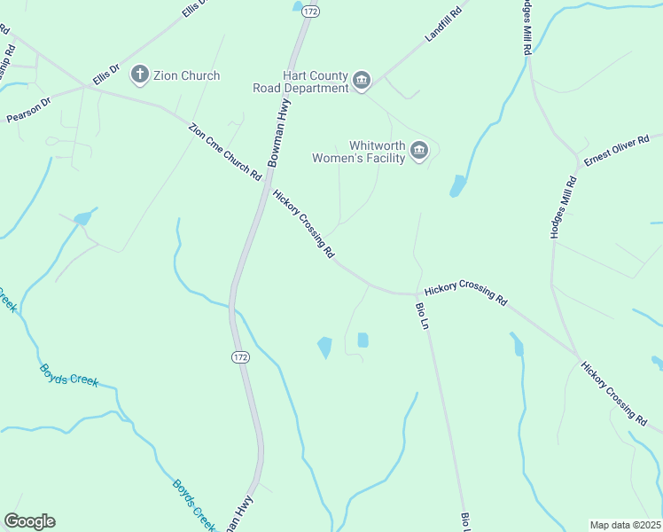 map of restaurants, bars, coffee shops, grocery stores, and more near 2245 Hickory Crossing Road in Hartwell