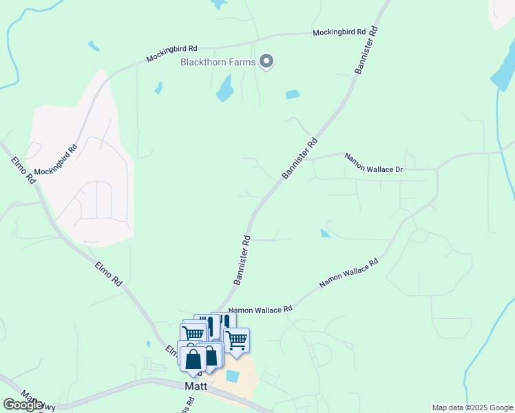 map of restaurants, bars, coffee shops, grocery stores, and more near 5860 Bannister Road in Cumming