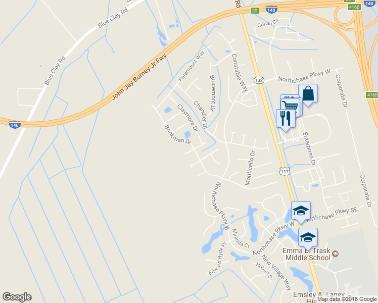 map of restaurants, bars, coffee shops, grocery stores, and more near 3099 Answorth Court in Wilmington