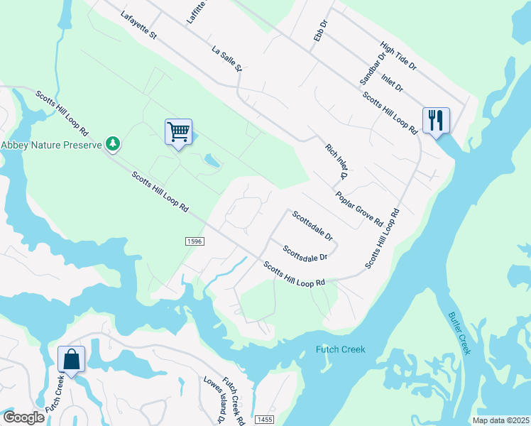 map of restaurants, bars, coffee shops, grocery stores, and more near 123 Francis Marion Drive in Wilmington