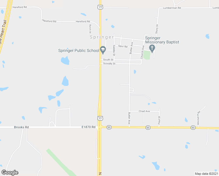 map of restaurants, bars, coffee shops, grocery stores, and more near 16376 U.S. 77 in Ardmore