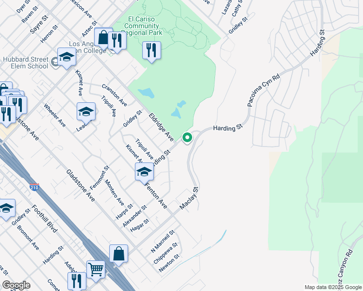 map of restaurants, bars, coffee shops, grocery stores, and more near 12890 Harding Street in Los Angeles