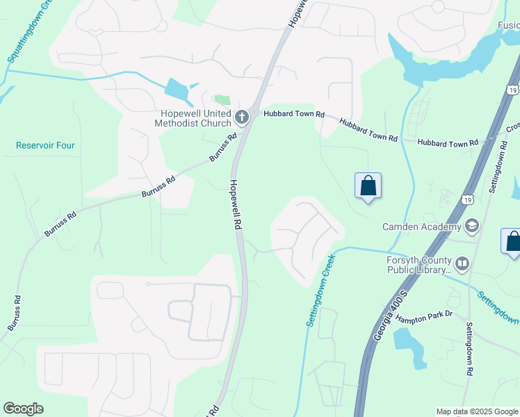 map of restaurants, bars, coffee shops, grocery stores, and more near 5220 Hopewell Road in Cumming