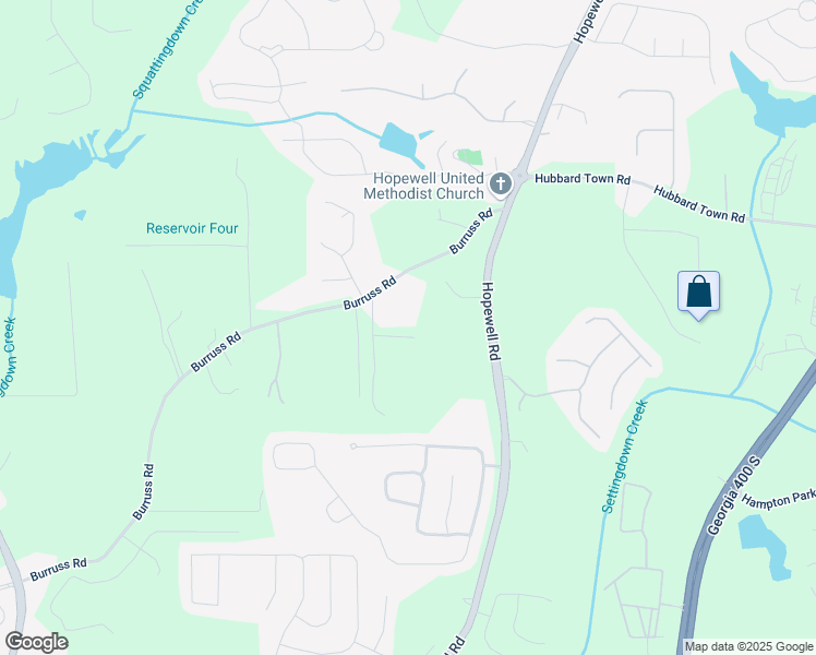 map of restaurants, bars, coffee shops, grocery stores, and more near 5652 John Burruss Road in Cumming