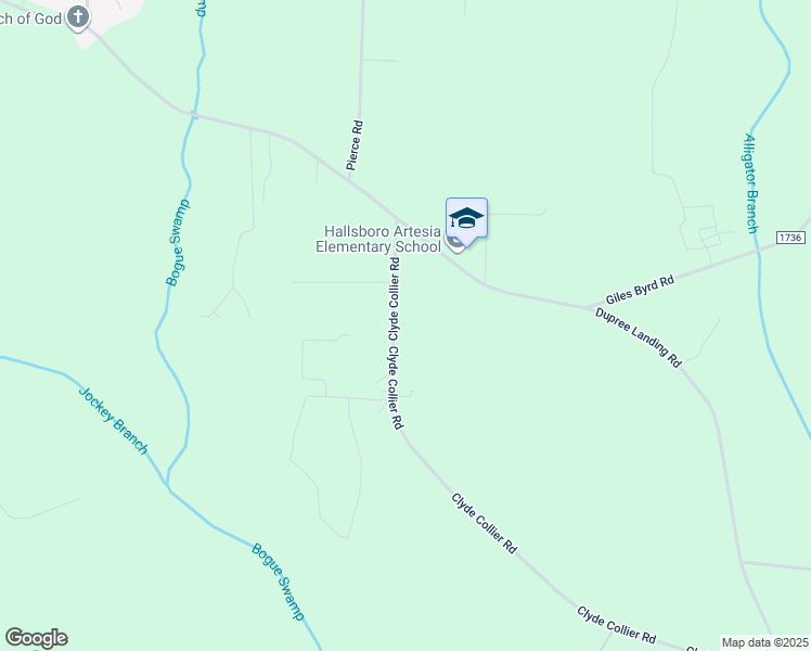map of restaurants, bars, coffee shops, grocery stores, and more near 241 Clyde Collier Road in Hallsboro