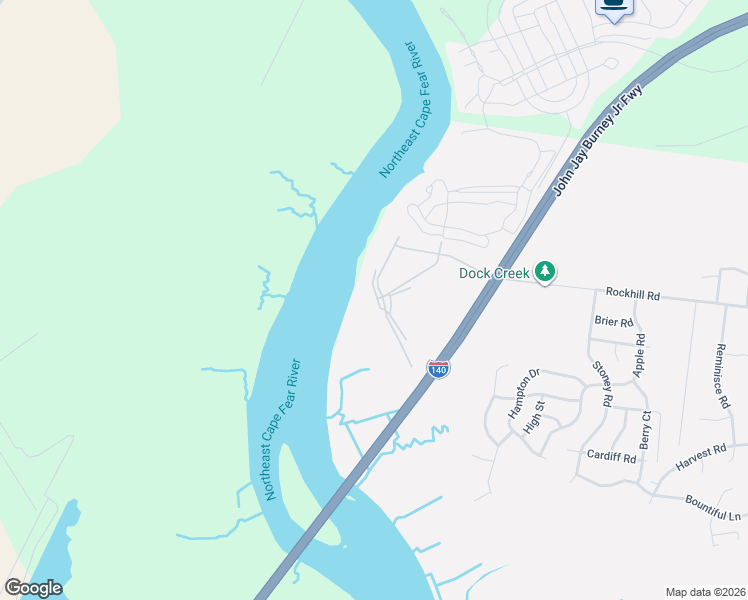 map of restaurants, bars, coffee shops, grocery stores, and more near Alvernia Drive in Castle Hayne