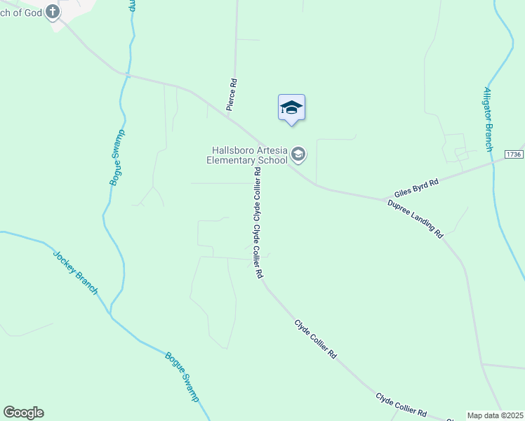 map of restaurants, bars, coffee shops, grocery stores, and more near 241 Clyde Collier Road in Hallsboro