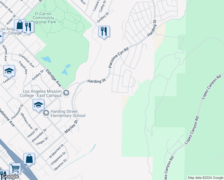 map of restaurants, bars, coffee shops, grocery stores, and more near 13009 Mesa Verde Way in Los Angeles