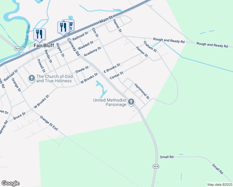 map of restaurants, bars, coffee shops, grocery stores, and more near 291 Conway Road in Fair Bluff