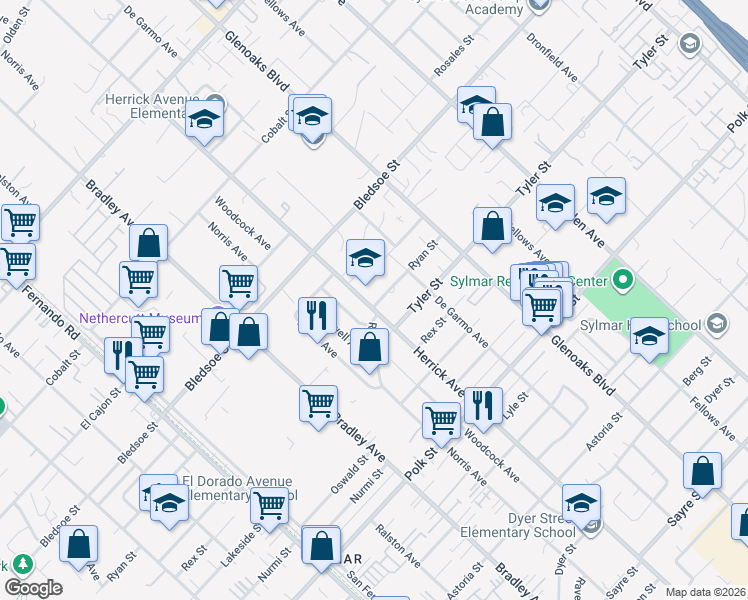 map of restaurants, bars, coffee shops, grocery stores, and more near 13100 Herrick Avenue in Los Angeles