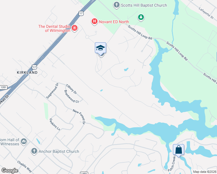 map of restaurants, bars, coffee shops, grocery stores, and more near 507-525 Creekwood Road in Wilmington