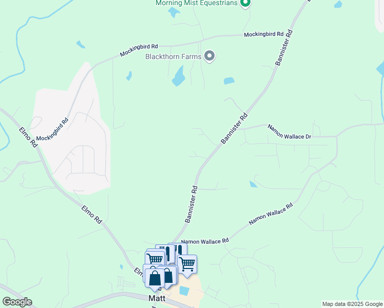 map of restaurants, bars, coffee shops, grocery stores, and more near 5945 Bannister Road in Cumming