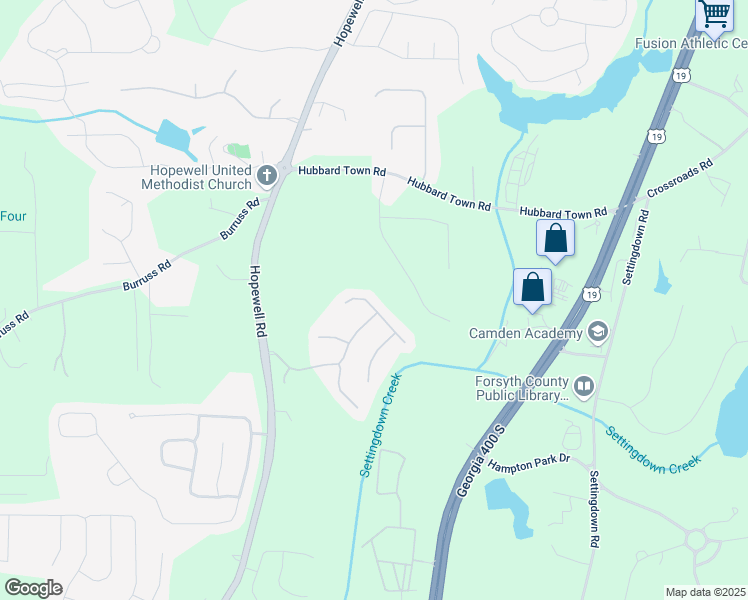 map of restaurants, bars, coffee shops, grocery stores, and more near 5575 Hedge Brook Drive in Cumming