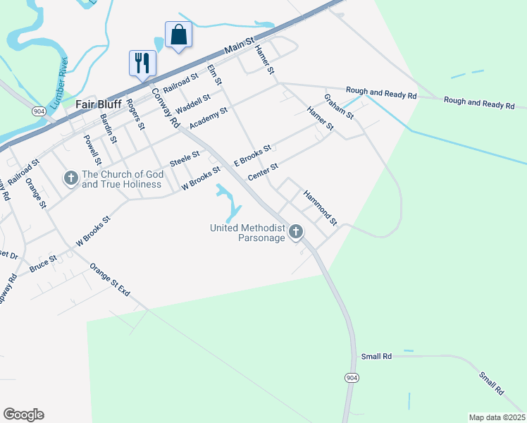 map of restaurants, bars, coffee shops, grocery stores, and more near 291 Conway Road in Fair Bluff