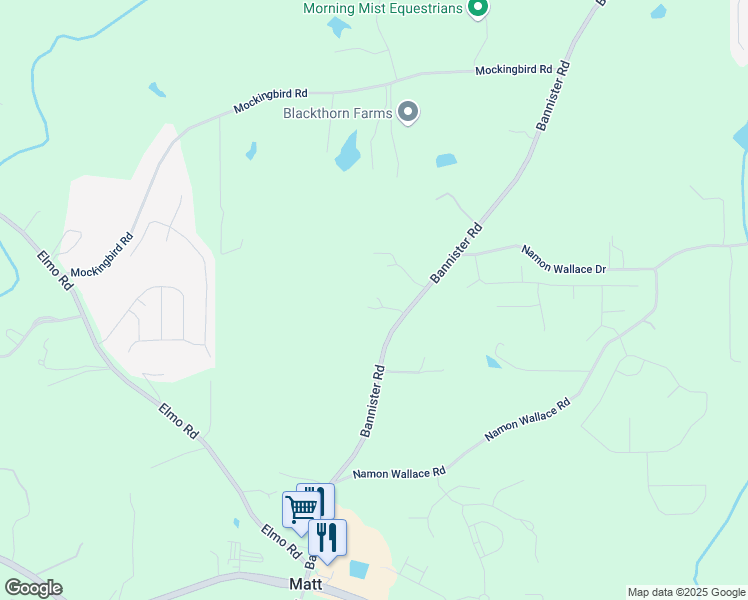 map of restaurants, bars, coffee shops, grocery stores, and more near 5945 Bannister Road in Cumming