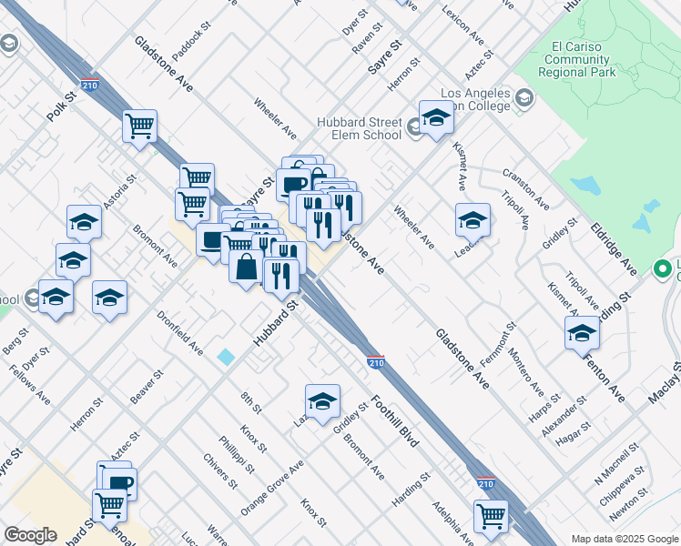 map of restaurants, bars, coffee shops, grocery stores, and more near in Los Angeles
