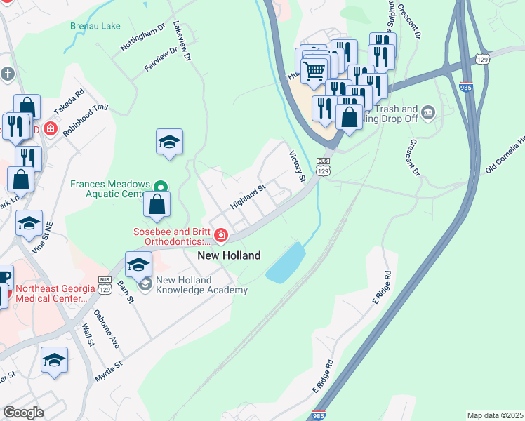 map of restaurants, bars, coffee shops, grocery stores, and more near 8 Carolina Street in Gainesville
