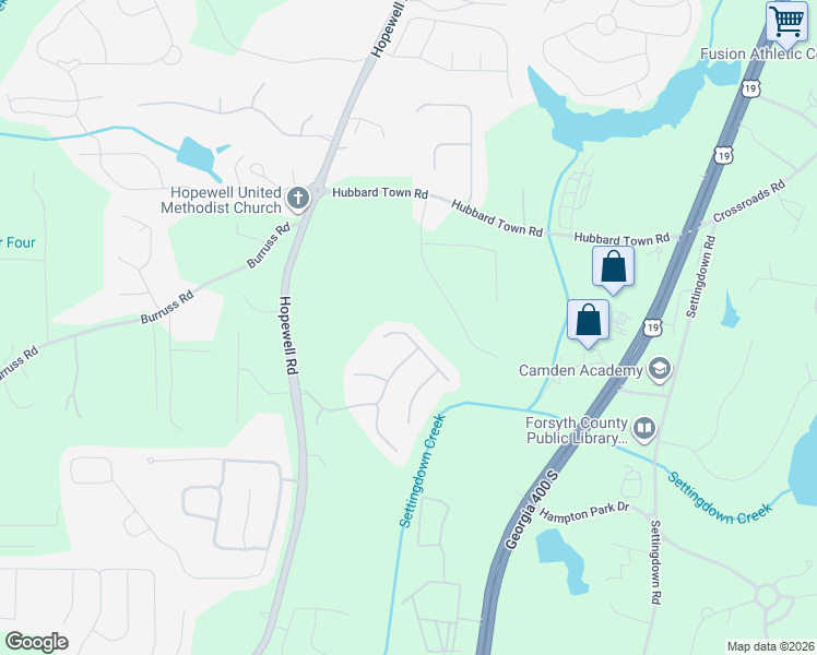 map of restaurants, bars, coffee shops, grocery stores, and more near 5545 Hedge Brook Drive in Cumming