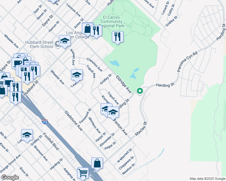map of restaurants, bars, coffee shops, grocery stores, and more near 13143 Cranston Avenue in Los Angeles