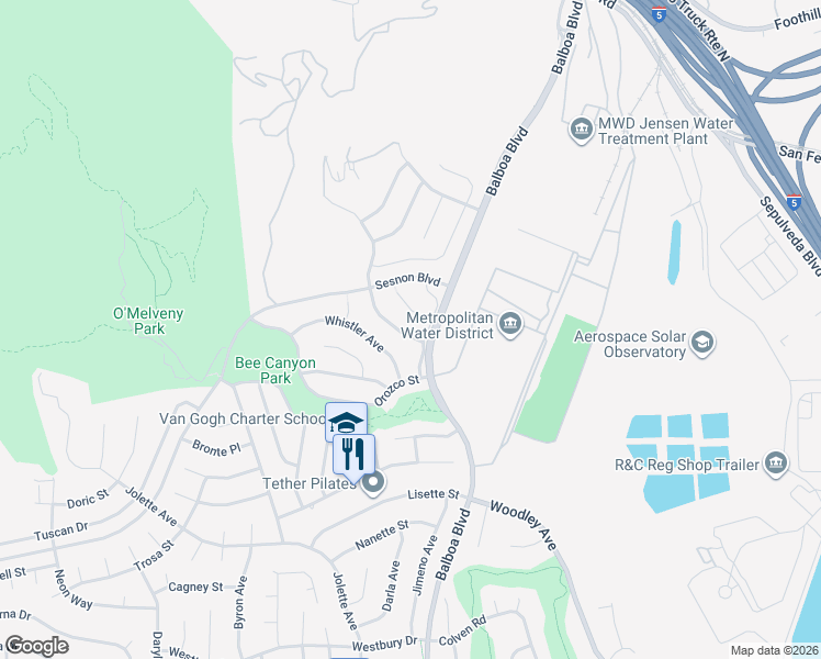 map of restaurants, bars, coffee shops, grocery stores, and more near 13160 Ingres Avenue in Los Angeles