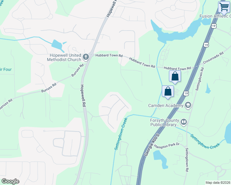 map of restaurants, bars, coffee shops, grocery stores, and more near 5545 Hedge Brook Drive in Cumming