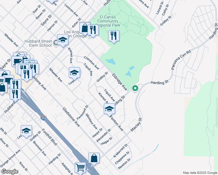 map of restaurants, bars, coffee shops, grocery stores, and more near 13143 Cranston Avenue in Los Angeles